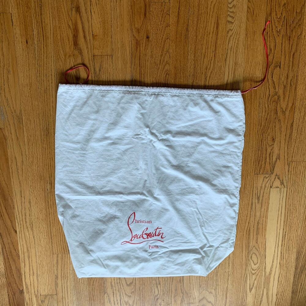 Christian Louboutin XL Dustbag White with Red Drawstring EUC